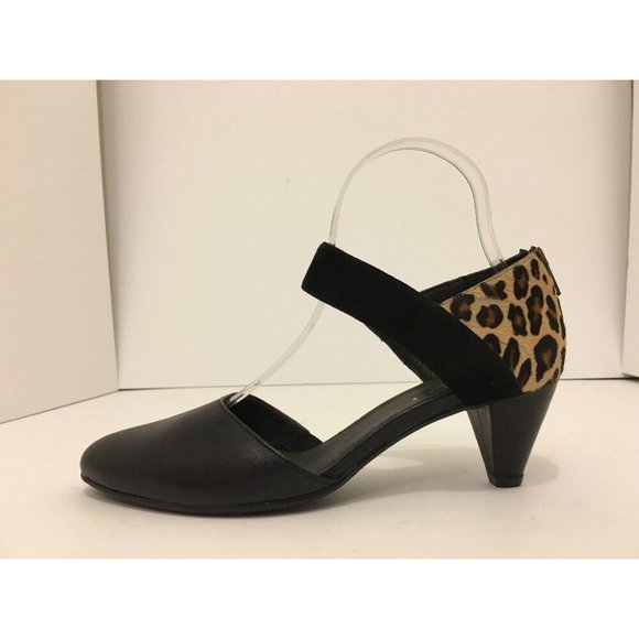 Sesto Meucci Breanne Women's Heels Black Leather Cheetah Hair Print Pumps 8.5 M - Picture 3 of 12